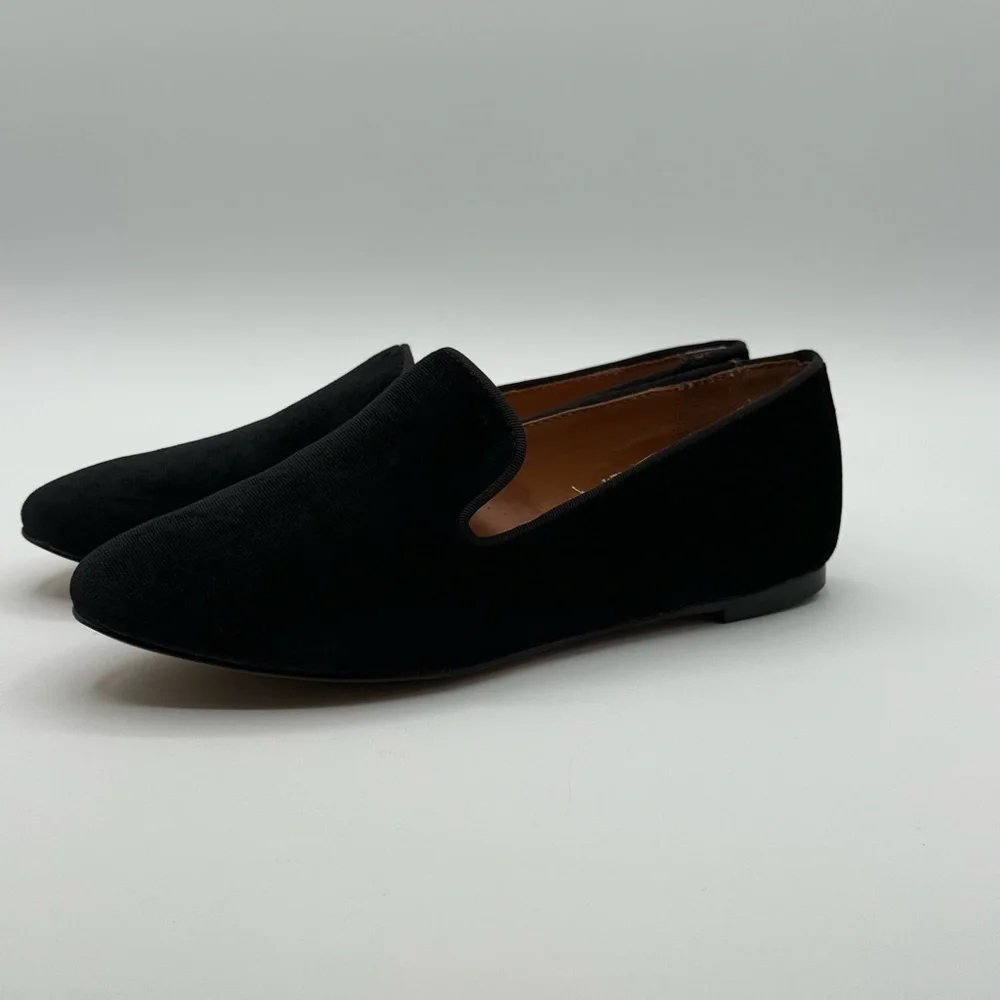 J. Crew Classic Black Velvet Slip-On Loafers – Elegant Minimalist Dress Flats - Picture 14 of 16